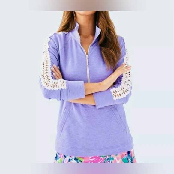 Lilly Pulitzer Tops - LILLY PULITZER Skipper Popover Lace Sleeves EUC